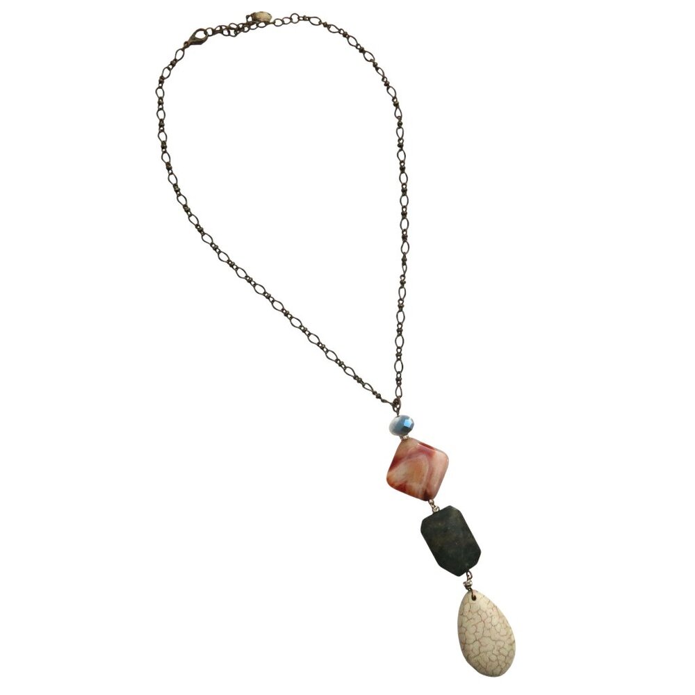 ALI KHAN natural stone pendant necklace